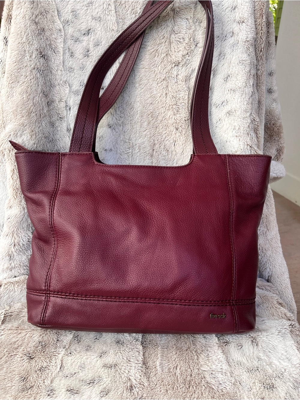 The Sak Besutiful Burgundy Leather Tote with Dual Shoulder Straps